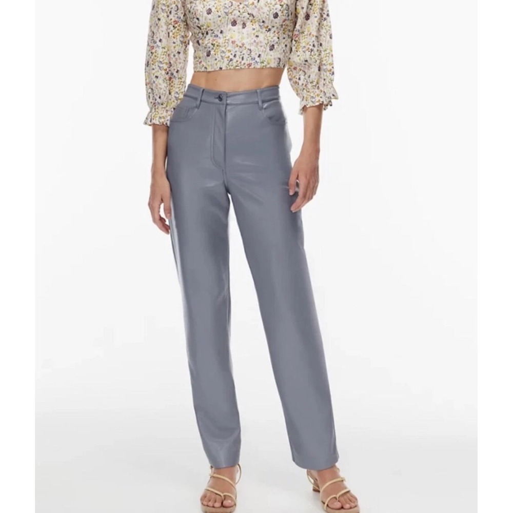 Wilfred The Melina Pant Vegan Faux Leather Trousers Gray Straight‎ Leg Size 4